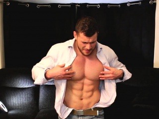 Muscle meet suit jacket and cum on self