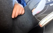 naughty teen rubs pussy on bus