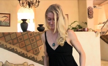Sensational Blonde Teen Bimbo Bella Bends Is Posing Era