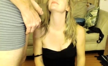 Homemade amateur blonde teen blowjob and cumshot