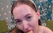 Teen Teases Her Pussy With Huge Dildo