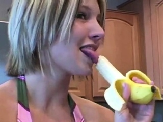 Sweet Babe Licking Banana