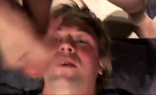 Fucking the twink's mouth and cumming on his face