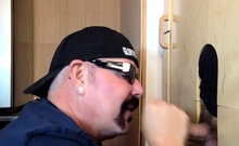 Barebacked gloryhole DILF sucks BFs cock