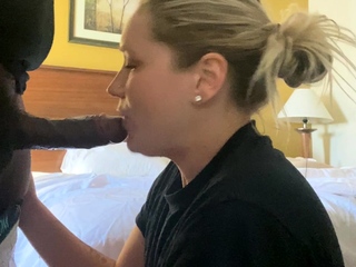 Blond slut fucks and sucks big cock to get a facial cumshot