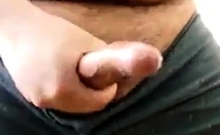 Chubby daddy bear jacking his uncut cock