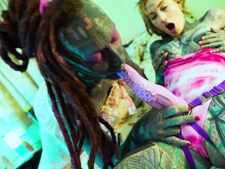 Hardcore tattoo couple femdom with Anuskatzz and Lily