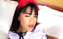 Teen ladyboy bareback fuck after the ironing