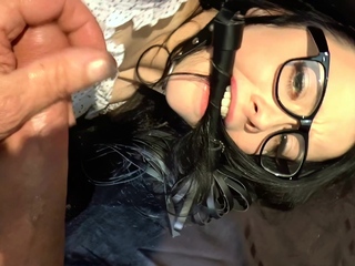 Spanking and dominating a gagged brunette