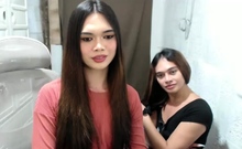 Amateur asian shemale drills a guy