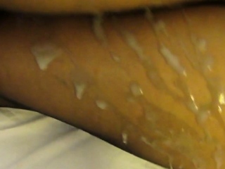 Thigh-High Nylons Covered in Cum