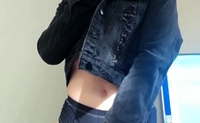 Horny gay hunk solo jerking fun