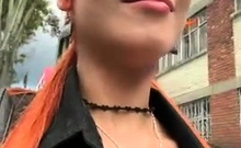 Petite amateur redheaded teen pisses and sucks cock