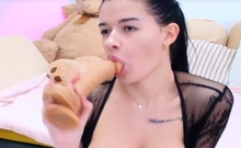 Sexy Babe Delivers Searing Dildo Fucking to Her Wet Cunt