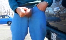 Big-cock Daddy Stroking Outdoors