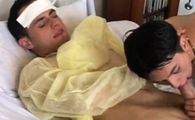 Real nurse twink giving BJ be4 fuck guy