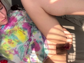 Blonde amateur gives webcam show with toys