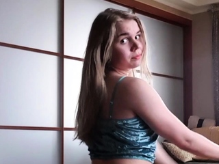 Blonde teen amateur teasing solo