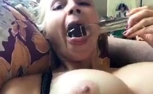 Big boobs milf masturbates with her dildo