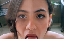 Katie amateur brunette girl toying pussy with a vibrator