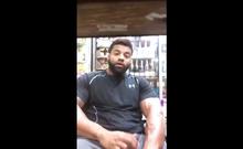 Black Stud Strokes His Big Cock Outdoors