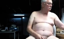 Mature Nudist Daddy Strokes His Uncut Cock