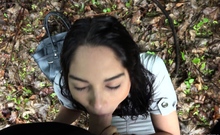 Big tit brunette sucks a big cock POV