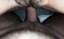 Hairy Pussy Fucked Hard With A Big Cock And Filled With Cum