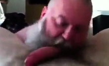 Bearded Daddy Sucks Big Cock
