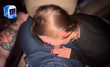 Risky Deep Throat In Car While Traveling With Friends. Cum