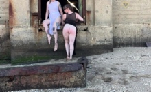 Gorgeous Brunette Lesbians Fuck Outdoors