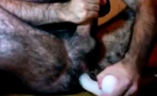 Hairy Daddy Plays With His Dildo